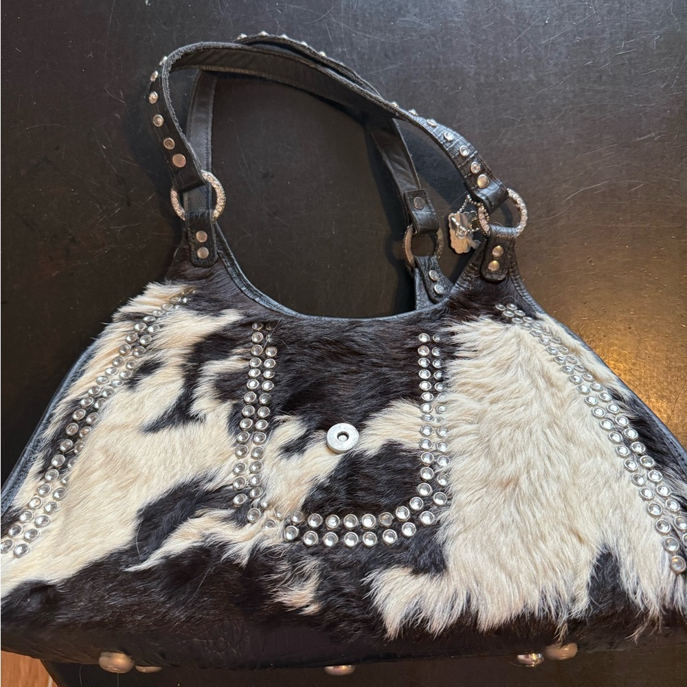 Studded Black and White Women's Bag